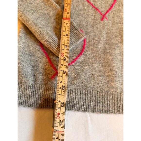 NWT Philosophy Sz S 100% Cashmere Gray Sweater With Pink Heart Design - Picture 7 of 12